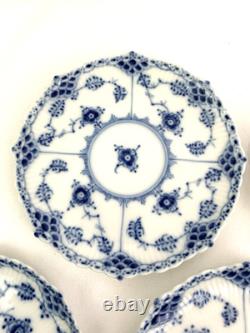 Royal Copenhagen Blue Fluted Full Lace Set 4 Demitasse Cup Saucer 1035 1st Q 5+