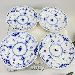 Royal Copenhagen Blue Fluted Half Lace Demitasse Cups & Saucers #756 / Denmark /