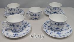 Royal Copenhagen Blue Fluted Plain Demitasse 5 Cups & 4 Saucers #298 2nd Quality