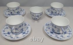 Royal Copenhagen Blue Fluted Plain Demitasse 5 Cups & 4 Saucers #298 2nd Quality
