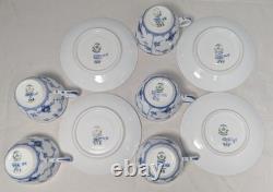 Royal Copenhagen Blue Fluted Plain Demitasse 5 Cups & 4 Saucers #298 2nd Quality