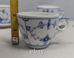 Royal Copenhagen Blue Fluted Plain Demitasse 5 Cups & 4 Saucers #298 2nd Quality