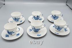 Royal Copenhagen Braided Blue Flower Demitasse Cup & Saucers Set of 6- 8046