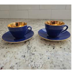 Royal Copenhagen Confetti 5 Demitasse Cups Saucers Gold Lined MCM Denmark BONUS
