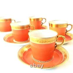 Royal Copenhagen Denmark Set 5 Coffee Demitasse Cups Saucers 1104/9093 Orange