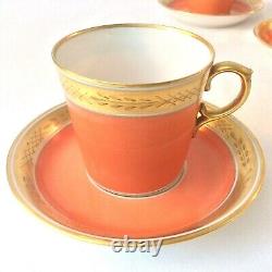 Royal Copenhagen Denmark Set 5 Coffee Demitasse Cups Saucers 1104/9093 Orange