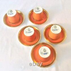 Royal Copenhagen Denmark Set 5 Coffee Demitasse Cups Saucers 1104/9093 Orange