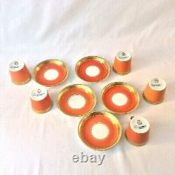 Royal Copenhagen Denmark Set 5 Coffee Demitasse Cups Saucers 1104/9093 Orange