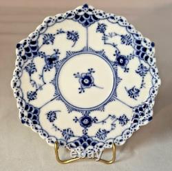 Royal Copenhagen Pair Of Blue Fluted Full Lace Demitasse Cups & Saucers #1038