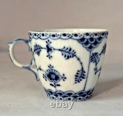 Royal Copenhagen Pair Of Blue Fluted Full Lace Demitasse Cups & Saucers #1038