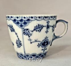 Royal Copenhagen Pair Of Blue Fluted Full Lace Demitasse Cups & Saucers #1038