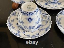 Royal Copenhagen Porcelain Full Lace 3 Demitasse Cups & 5 Saucers #1035