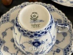 Royal Copenhagen Porcelain Full Lace 3 Demitasse Cups & 5 Saucers #1035