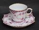 Royal Copenhagen Red Fluted Full Lace Demitasse Cup & Saucer Antique 1890s-as Is
