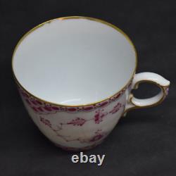 Royal Copenhagen Red Fluted Full Lace Demitasse Cup & Saucer Antique 1890s-As Is