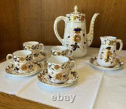 Royal Crown Derby, Asian Rose, Bone China, Coffee Pot, Creamer, & Demitasse Set