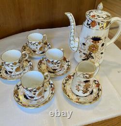 Royal Crown Derby, Asian Rose, Bone China, Coffee Pot, Creamer, & Demitasse Set