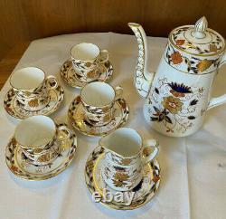 Royal Crown Derby, Asian Rose, Bone China, Coffee Pot, Creamer, & Demitasse Set