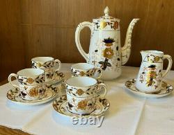 Royal Crown Derby, Asian Rose, Bone China, Coffee Pot, Creamer, & Demitasse Set