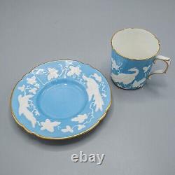 Royal Crown Derby Chinese Birds Blue Demitasse Cup & Saucers Set of 4- FREE SHIP