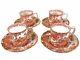 Royal Crown Derby Demitasse Cups & Saucers Red Aves'xxx' Hallmark. Set Of 4