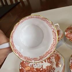 Royal Crown Derby Demitasse Cups & Saucers Red Aves'XXX' Hallmark. Set of 4