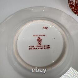 Royal Crown Derby Demitasse Cups & Saucers Red Aves'XXX' Hallmark. Set of 4