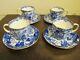 Royal Crown Derby England Blue Mikado Set Of 4 Demitasse Cup And Saucer