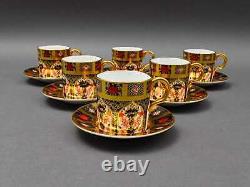 Royal Crown Derby England Old Imari 1128 Demitasse Cup & Saucer Set Of 6