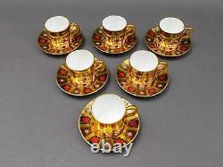 Royal Crown Derby England Old Imari 1128 Demitasse Cup & Saucer Set Of 6