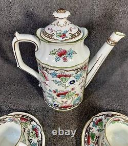 Royal Crown Derby Indiana Bone China Coffee Pot With 2 Cup Set Demitasse