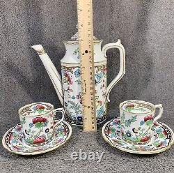 Royal Crown Derby Indiana Bone China Coffee Pot With 2 Cup Set Demitasse