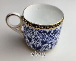 Royal Crown Derby Lily Cobalt & Gold Demitasse Cup & Saucer c. 1878-1879 Bone Ch