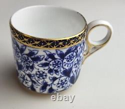 Royal Crown Derby Lily Cobalt & Gold Demitasse Cup & Saucer c. 1878-1879 Bone Ch
