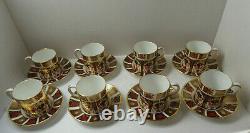 Royal Crown Derby Old Imari Pattern Demitasse Hot Chocolate Cups Saucer Set of 8
