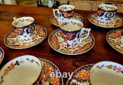 Royal Crown Derby Old Kings Japan Imari Demitasse Tea Cup And Saucer 9 Set Rare