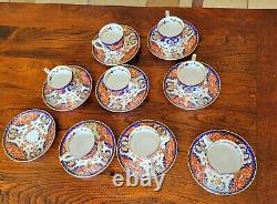 Royal Crown Derby Old Kings Japan Imari Demitasse Tea Cup And Saucer 9 Set Rare