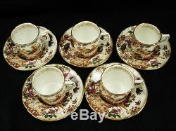 Royal Crown Derby Olde Avesbury A. 73 Set Of 5 Demitasse Cup & Saucer Sets