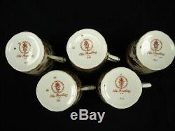 Royal Crown Derby Olde Avesbury A. 73 Set Of 5 Demitasse Cup & Saucer Sets