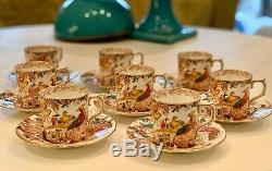 Royal Crown Derby Olde Avesbury Ely Shape 8 Demitasse Cup And Saucer Set Vintage