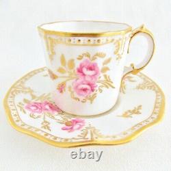 Royal Crown Derby, Pinxton Roses, Set Of 5 Demitasse Cups And Saucers Pink Roses