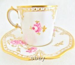 Royal Crown Derby, Pinxton Roses, Set Of 5 Demitasse Cups And Saucers Pink Roses