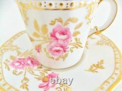 Royal Crown Derby, Pinxton Roses, Set Of 5 Demitasse Cups And Saucers Pink Roses