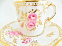 Royal Crown Derby, Pinxton Roses, Set Of 5 Demitasse Cups And Saucers Pink Roses