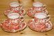 Royal Crown Derby Red Aves (4) Demitasse Cups, 2¼ & (4) Saucers 5 5/8 (box #4)