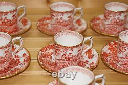 Royal Crown Derby Red Aves (7) Demitasse Cups, 2¼ & (7) Saucers, 4 5/8 (BOX #2)