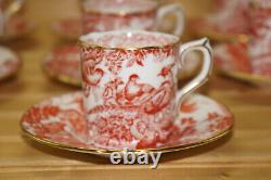 Royal Crown Derby Red Aves (7) Demitasse Cups, 2¼ & (7) Saucers, 4 5/8 (BOX #2)