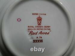 Royal Crown Derby Red Aves Set of 6 Demitasse Cup & Saucer Sets, Box