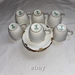 Royal Crown Derby Regency Set Of 6 Demitasse Cups And Saucers. White/Gold