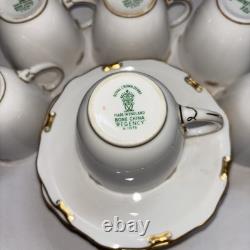 Royal Crown Derby Regency Set Of 6 Demitasse Cups And Saucers. White/Gold